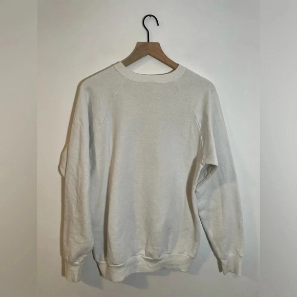 Vintage Fruit of the Loom Graphic Crew Neck Sweatshirt Large White PinkBlack USA - Picture 4 of 8